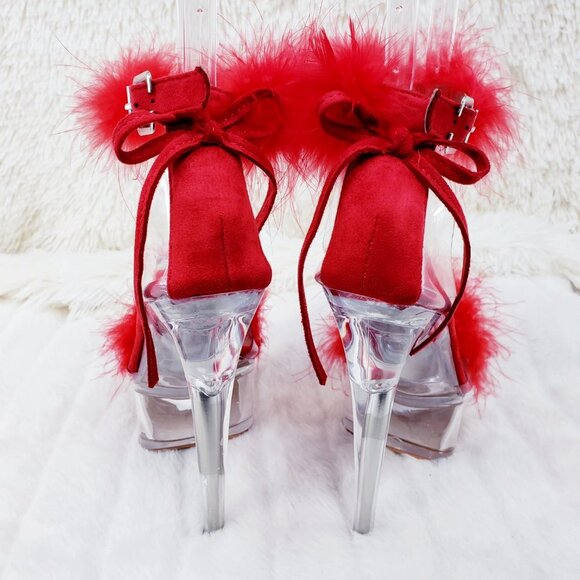 Marabou Feather Platform Shoes Sandals - Picture 8 of 15